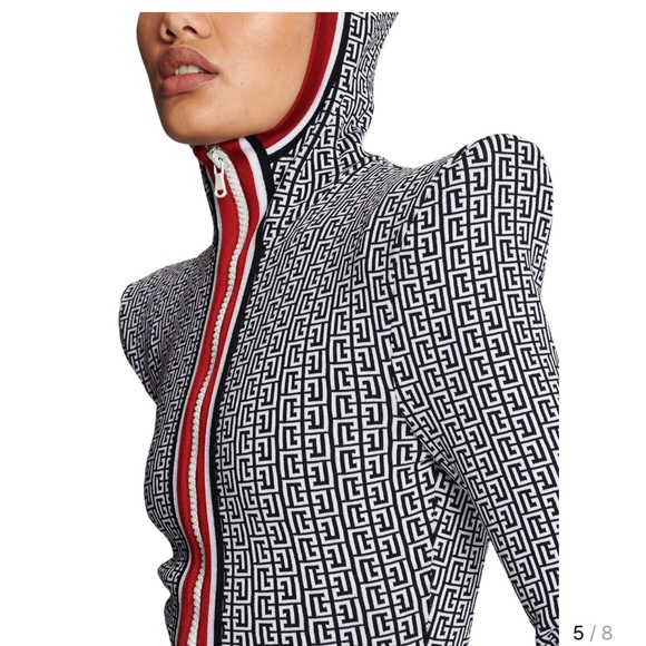 Balmain Monochrome Bodysuit with Red Trim - Picture 4 of 4